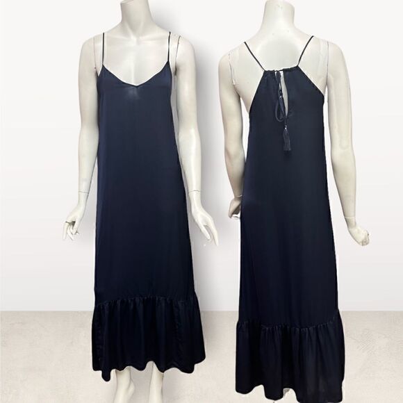 J. Crew Blue Back Tie & Tassel Slip Dress - Picture 1 of 9